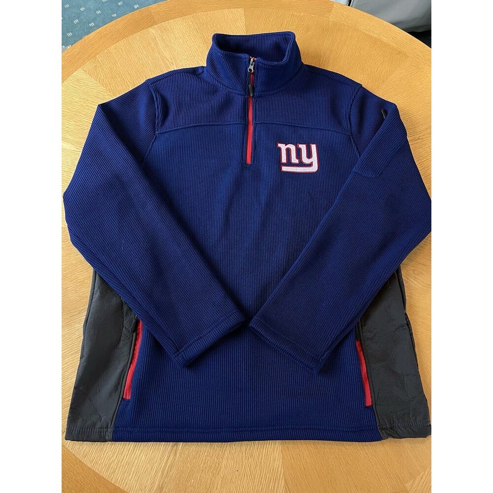 NY GIANTS NFL Quarter Zip Thermal Stitched Blue Men’s Large - Great Condition
